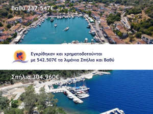 Εγκρίθηκαν και χρηματοδοτούνται με 542.507€ τα λιμάνια Σπήλια και Βαθύ στο Μεγανήσι
