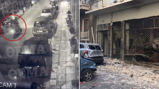 Καλλιθέα: Μηχανή περνά έξω από την κάβα ένα λεπτό πριν την έκρηξη - Βίντεο ντοκουμέντο