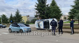 Λαμία: Τροχαίο με περιπολικό – «Απογειώθηκε» το όχημα της ΕΛ.ΑΣ.