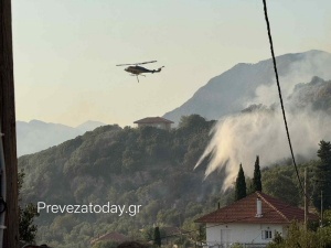 Βελτίωση της εικόνας στη φωτιά της Βρυσούλας Πρέβεζας – Καταστροφές σε σπίτια και οχήματα