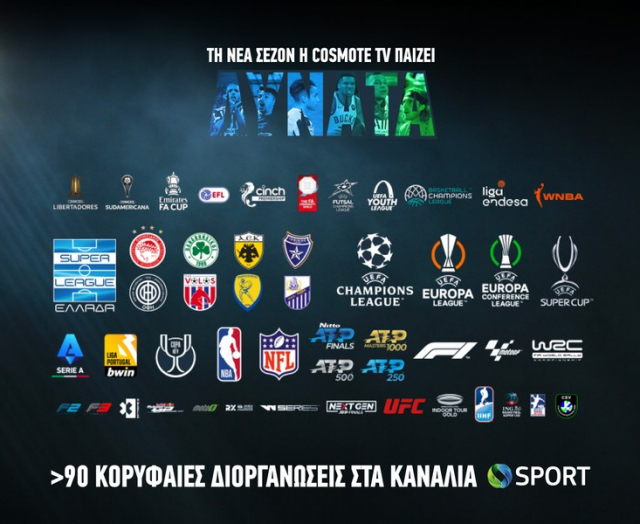 Η COSMOTE TV «παίζει δυνατά» με τις πιο συναρπαστικές αθλητικές διοργανώσεις