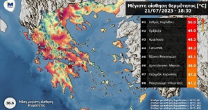 Αστεροσκοπείο: Μέγιστη αισθητή θερμοκρασία 49 βαθμοί στην Πρέβεζα